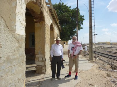 On the platform of El Alamein station.