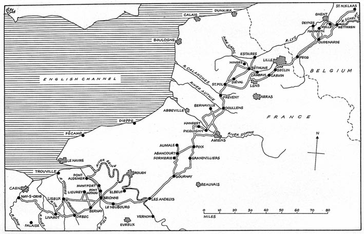 Map of Northern France and Belgium