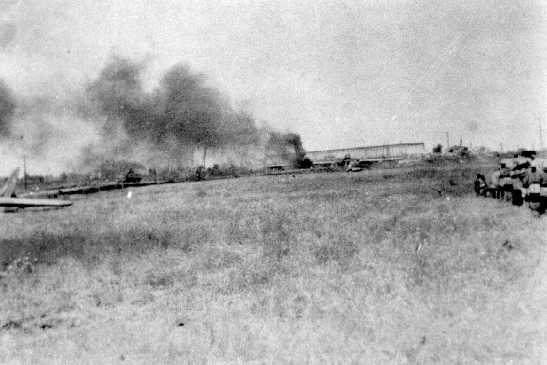 Wreckage around Primosole Bridge, including the gliders from the airborne assault.
