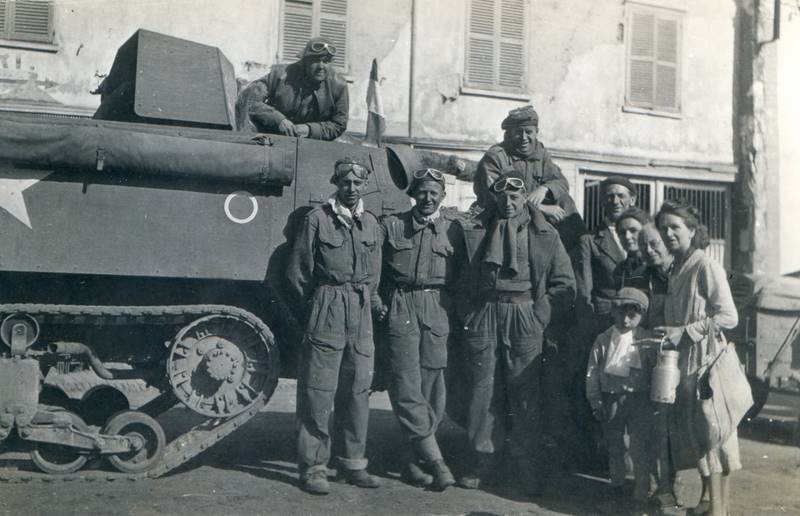 M3 75mm Half-Track from C Squadron of 11th Hussars (under the Brigades Command) in the village. Courtesy of Alain Chantrieux