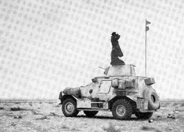 Armoured Car of 4th SA ACR on Observation in the desert